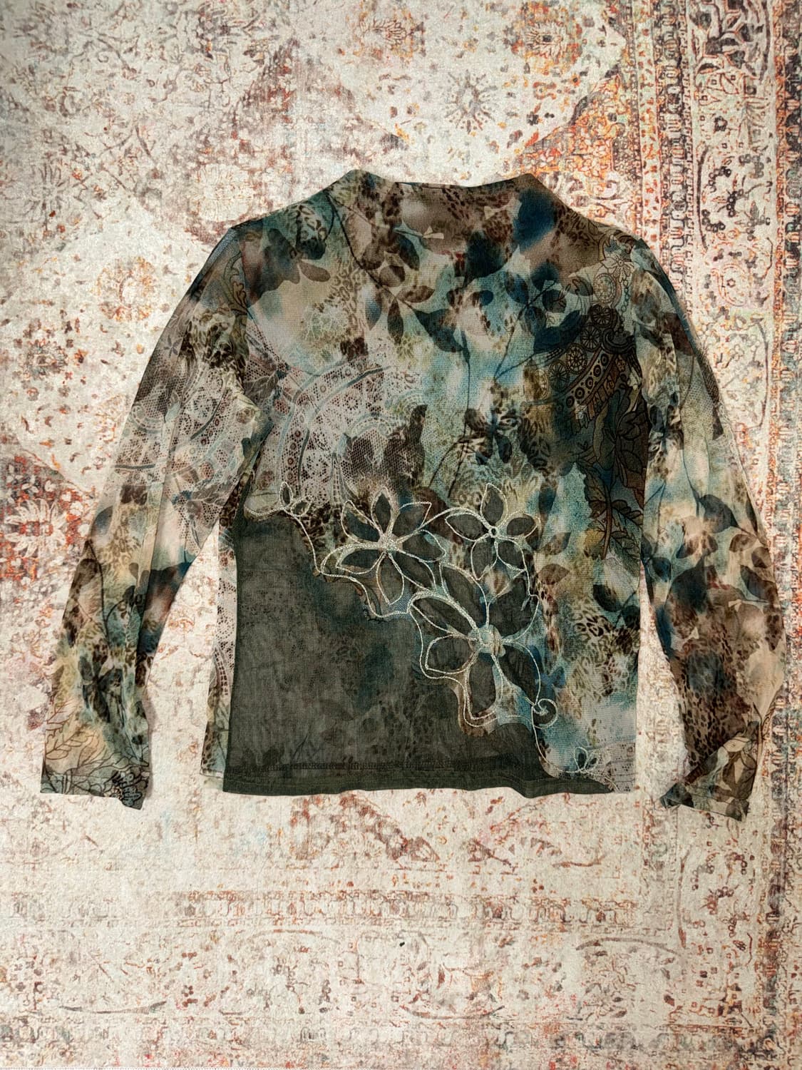 빈티지 오리엔탈 프린팅 매쉬 탑 상품이미지1