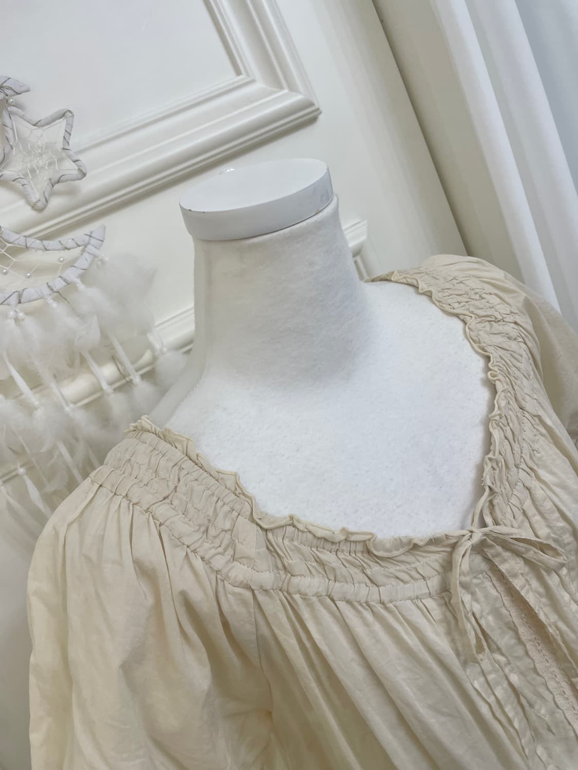 ivory lace trimming bow point cotton opc 상품이미지7