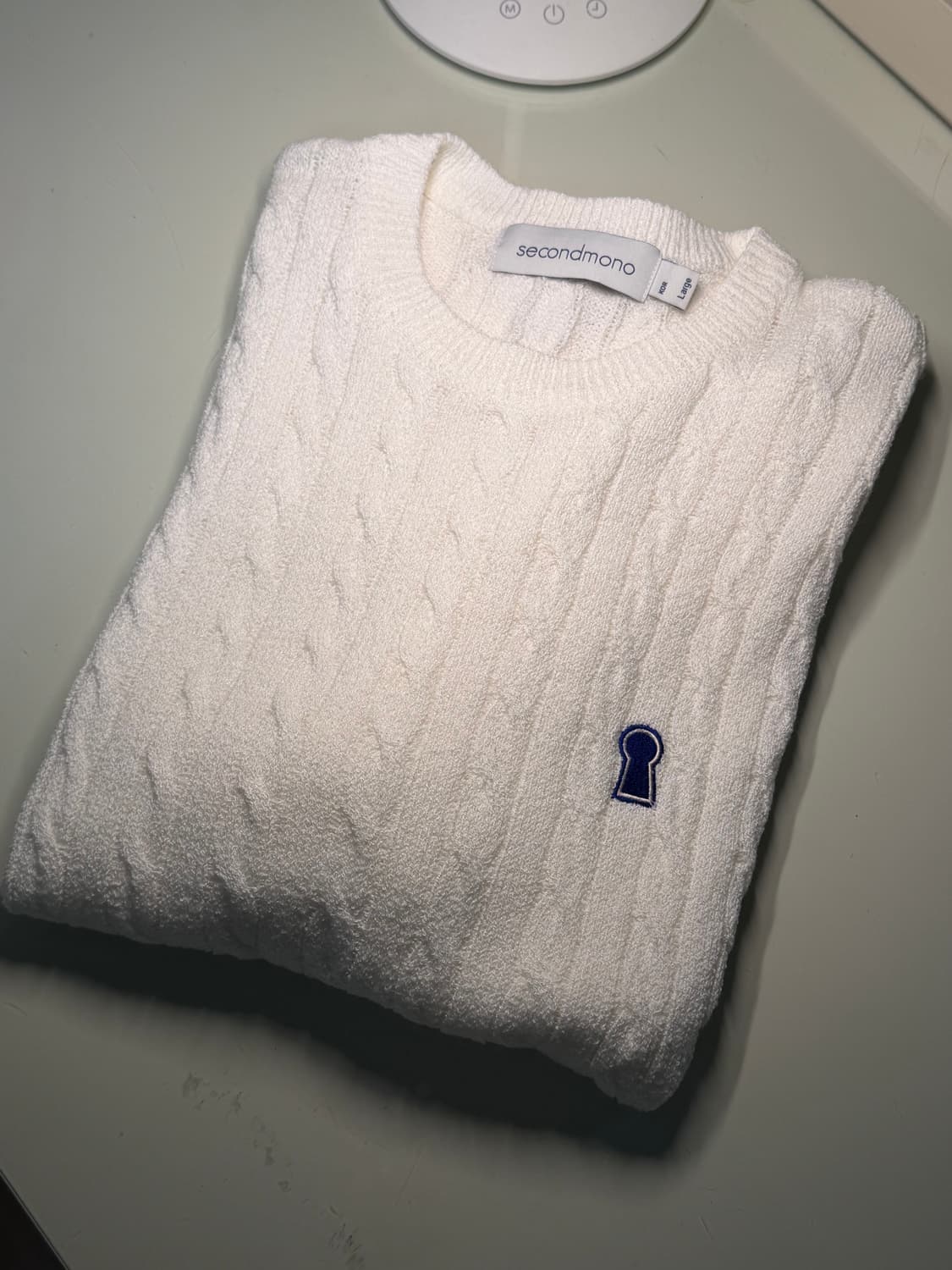 세컨모놀로그 키홀 케이블 라운드 하프 니트 아이보리(L) 상품이미지2