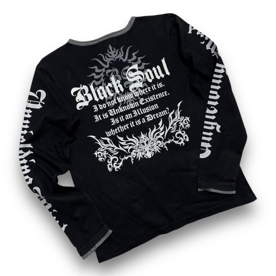 펑크 Begum 크로스 레터링 다크 롱 슬리브 상품이미지3