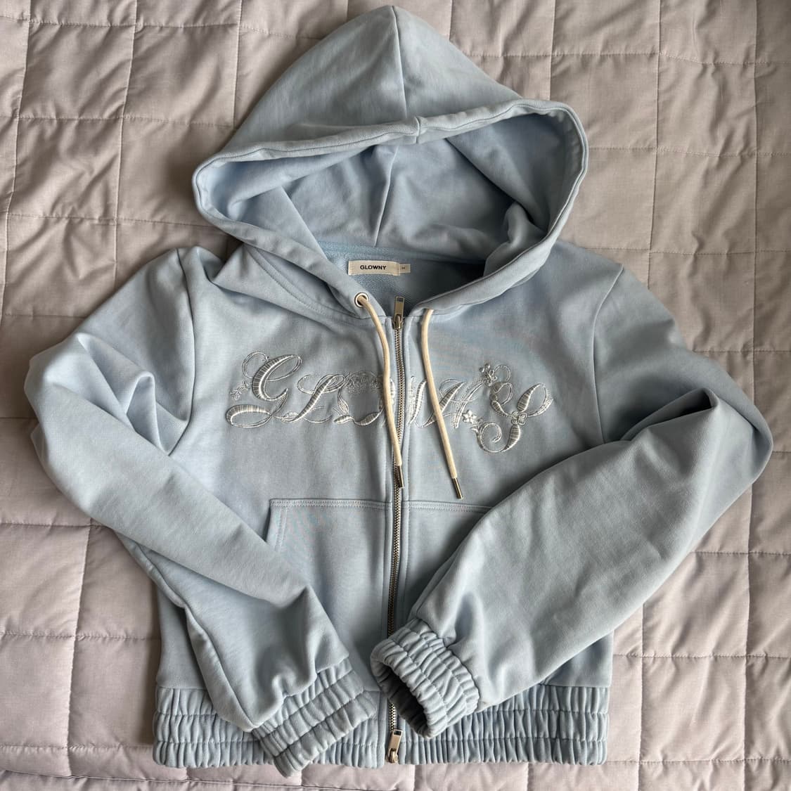 글로니 후드집업 BONNIE CROP ZIP UP BABY BLUE 상품이미지4