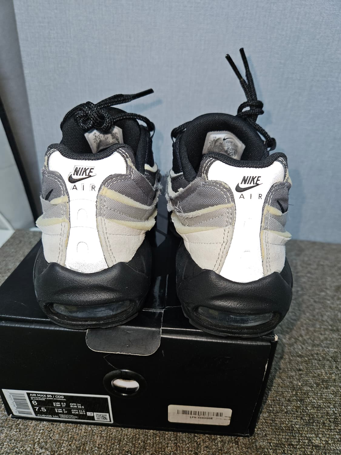 나이키 꼼데가르송 옴므 플러스 에어맥스95 차콜 남240 여245 상품이미지3