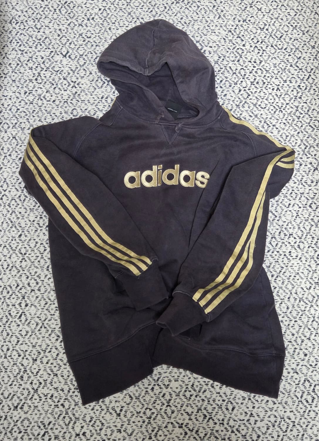 아디다스 퍼플 골드 삼선 후드 티셔츠 L 상품이미지1