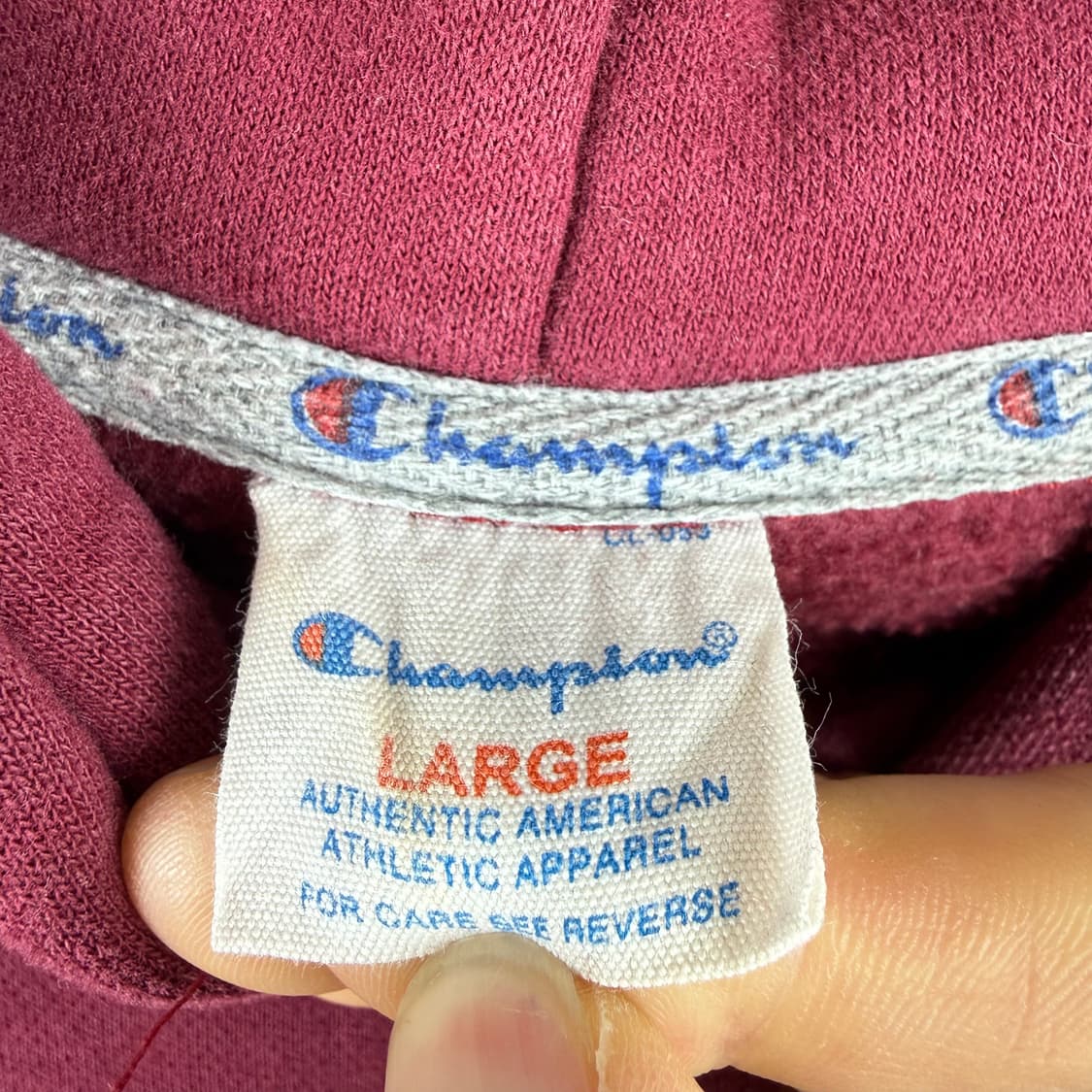 L) 챔피온 스탠다드 패치 로고 후드티 버건디 상품이미지4