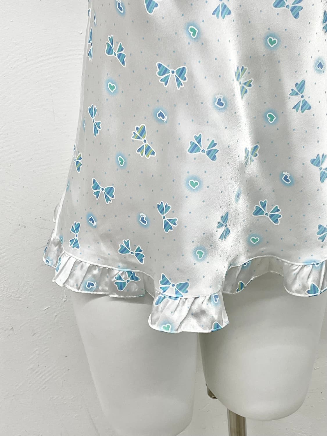 블루 키치 리본 새틴 슬립 상품이미지3