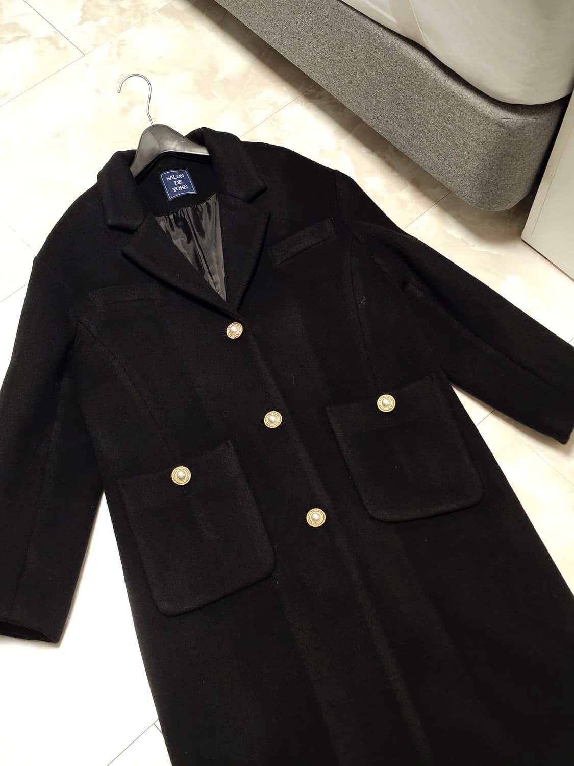 새상품) 살롱드욘 롱코트 블랙 울 100 (빈티지 엔틱룩) 상품이미지4