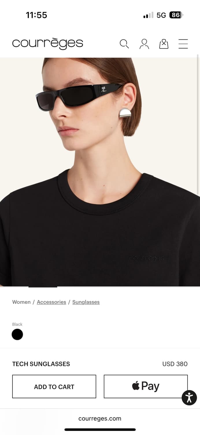 Courreges 꾸레쥬 tech 선글라스 블랙 상품이미지2