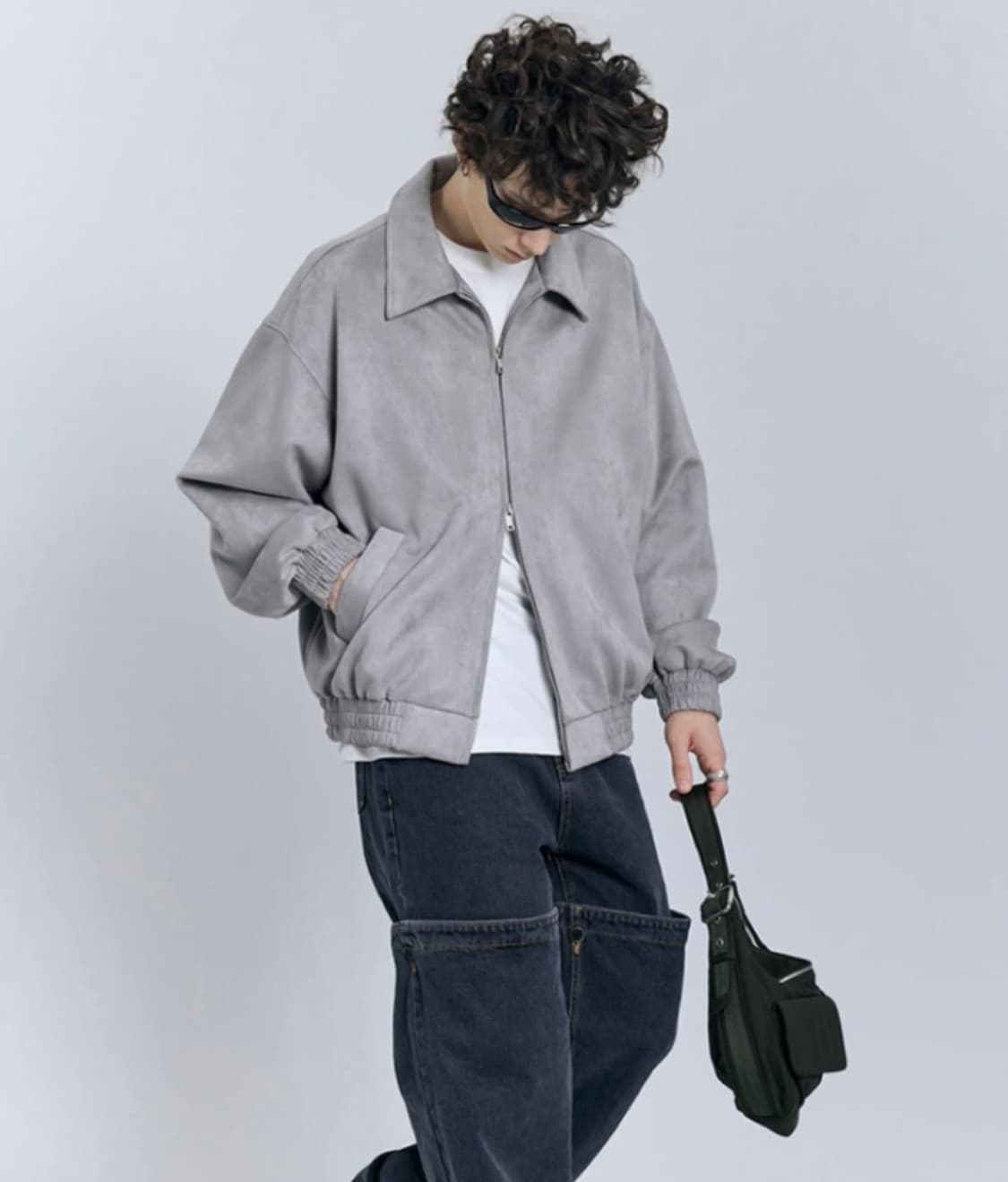 스탠다드에러 블루종 스웨이드 자켓 그레이 상품이미지1