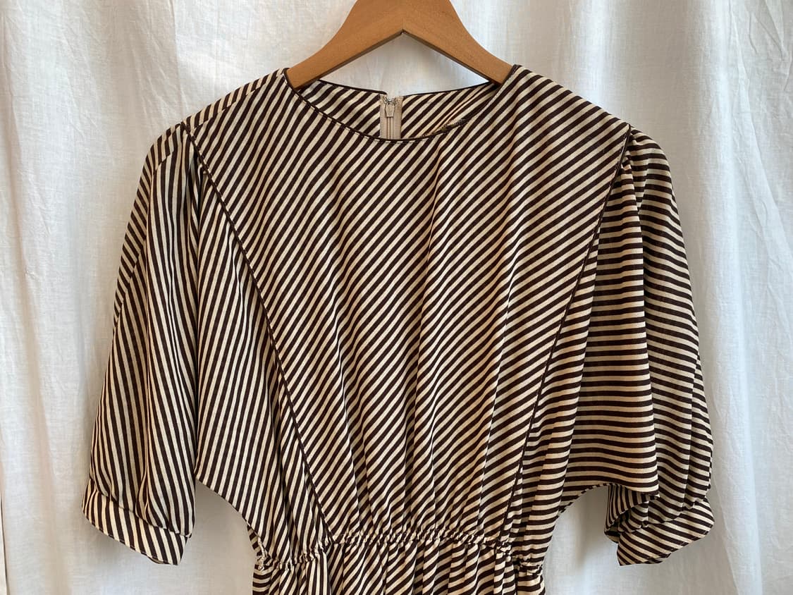 브라운 스트라이프 반팔원피스(m) 상품이미지4