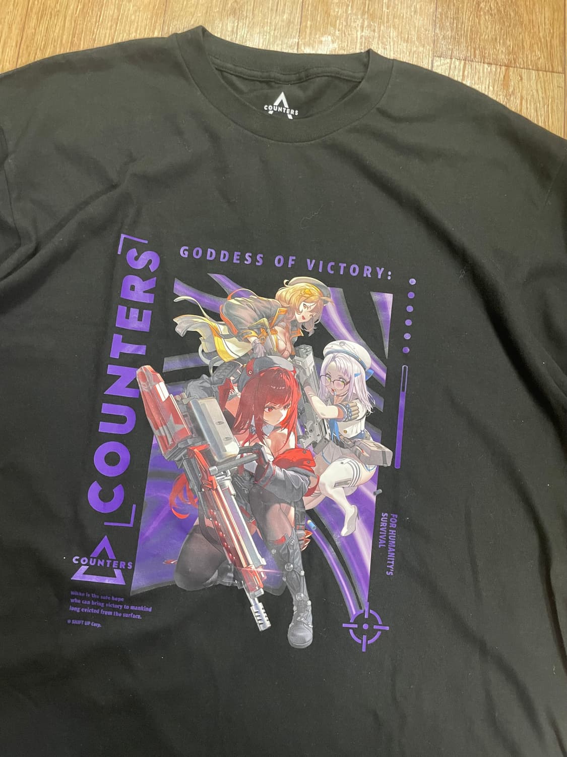 승리의여신 니케 카운터스 블랙 일러스트 반팔 라피 네온 아니스 반팔티 상품이미지3