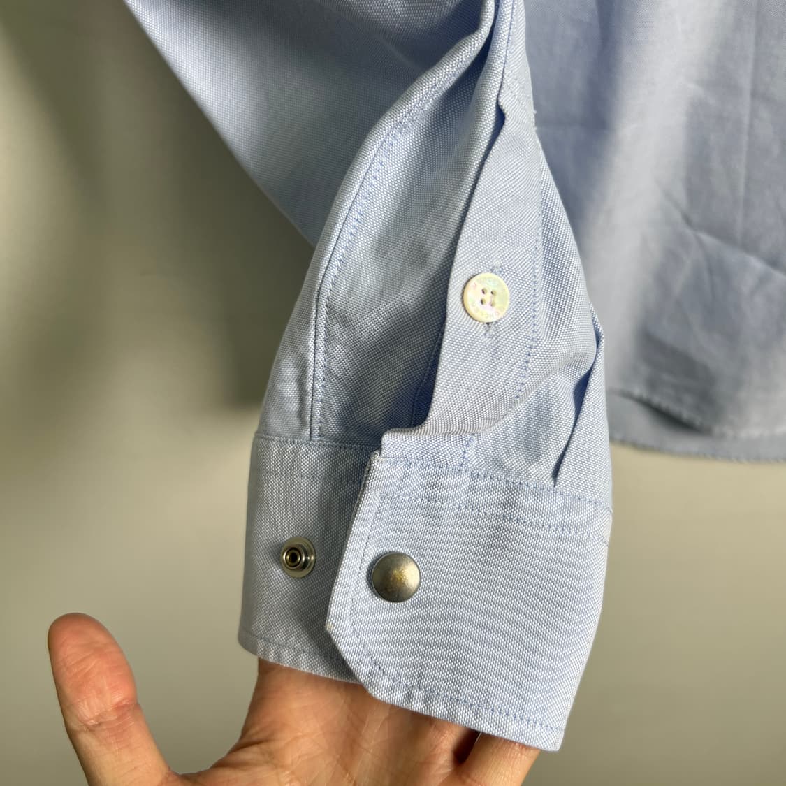 몽클레어 라이트 블루 버튼다운 칼라 풀오버 셔츠 M 상품이미지7