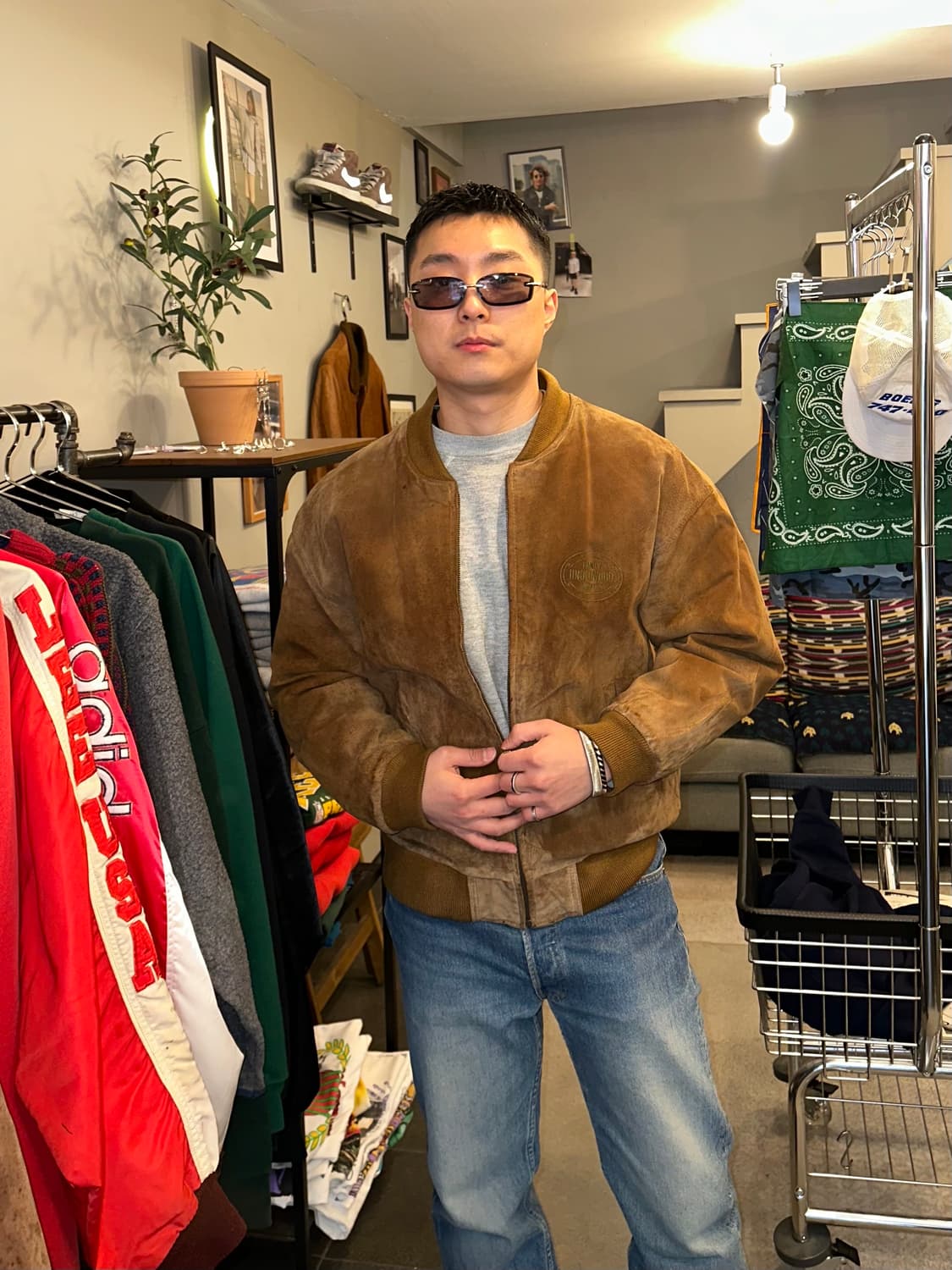 90's Japanese pig-leather bomber jacket 상품이미지3