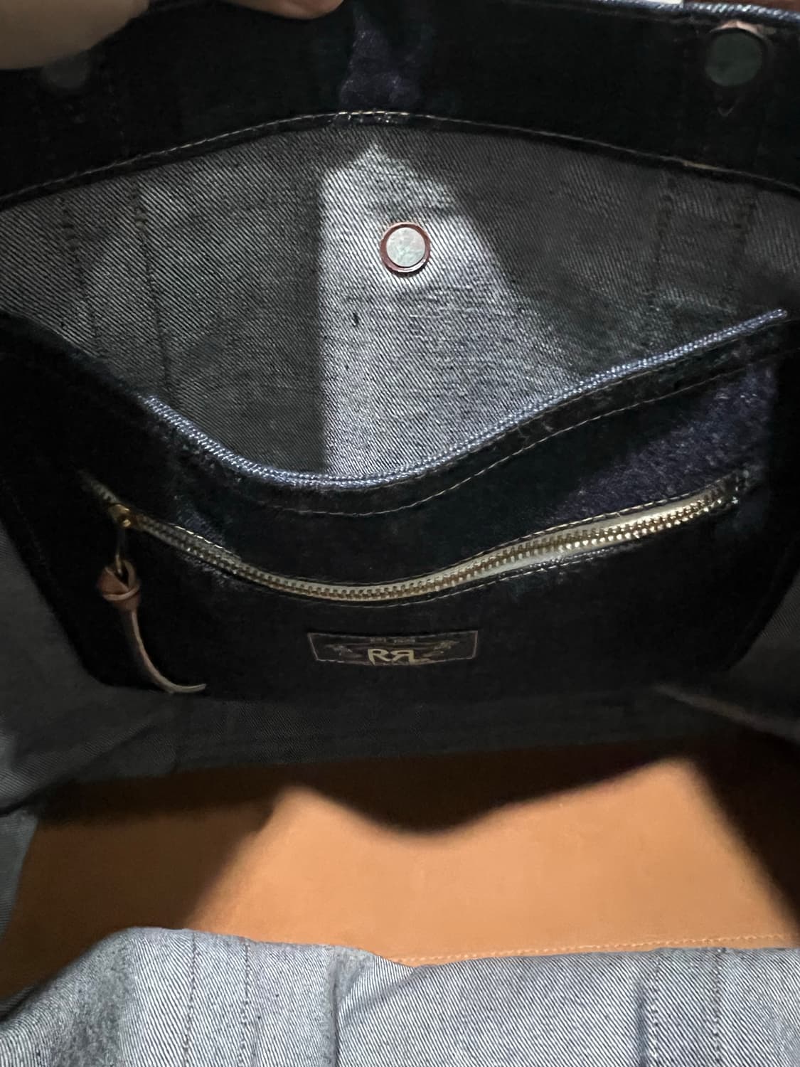 RRL 레더 트림 데님 토트백 상품이미지4