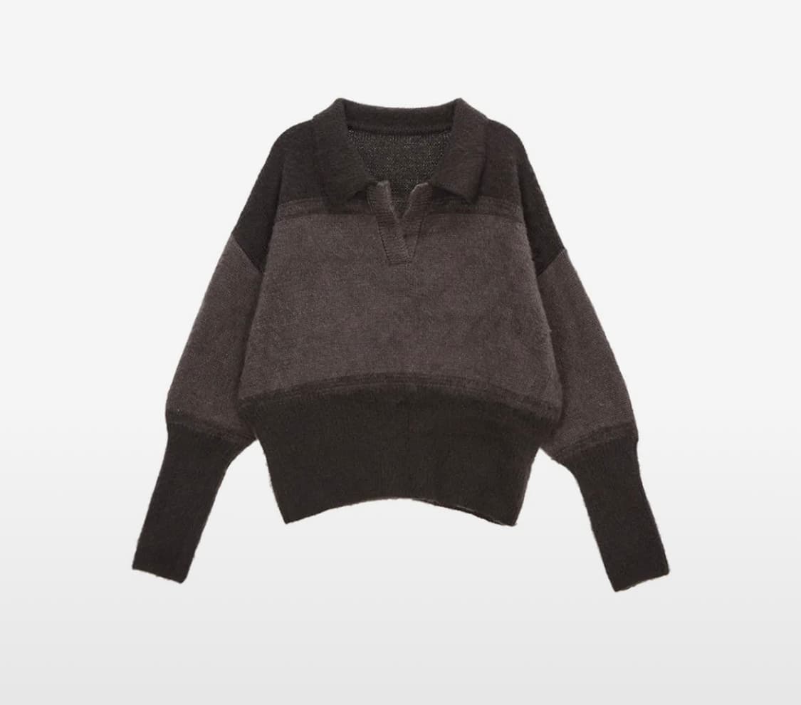 마뗑킴 그라데이션 칼라 니트 카키 상품이미지1