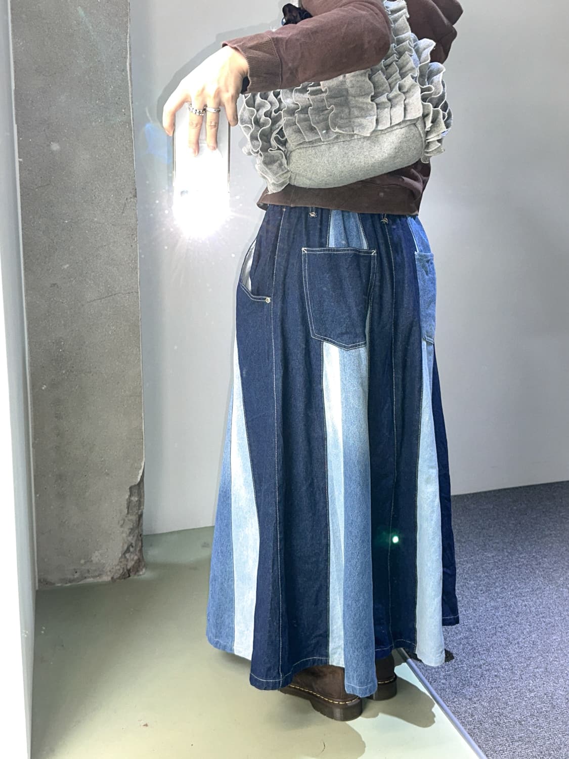 denim 3-tone maxi skirt 상품이미지6