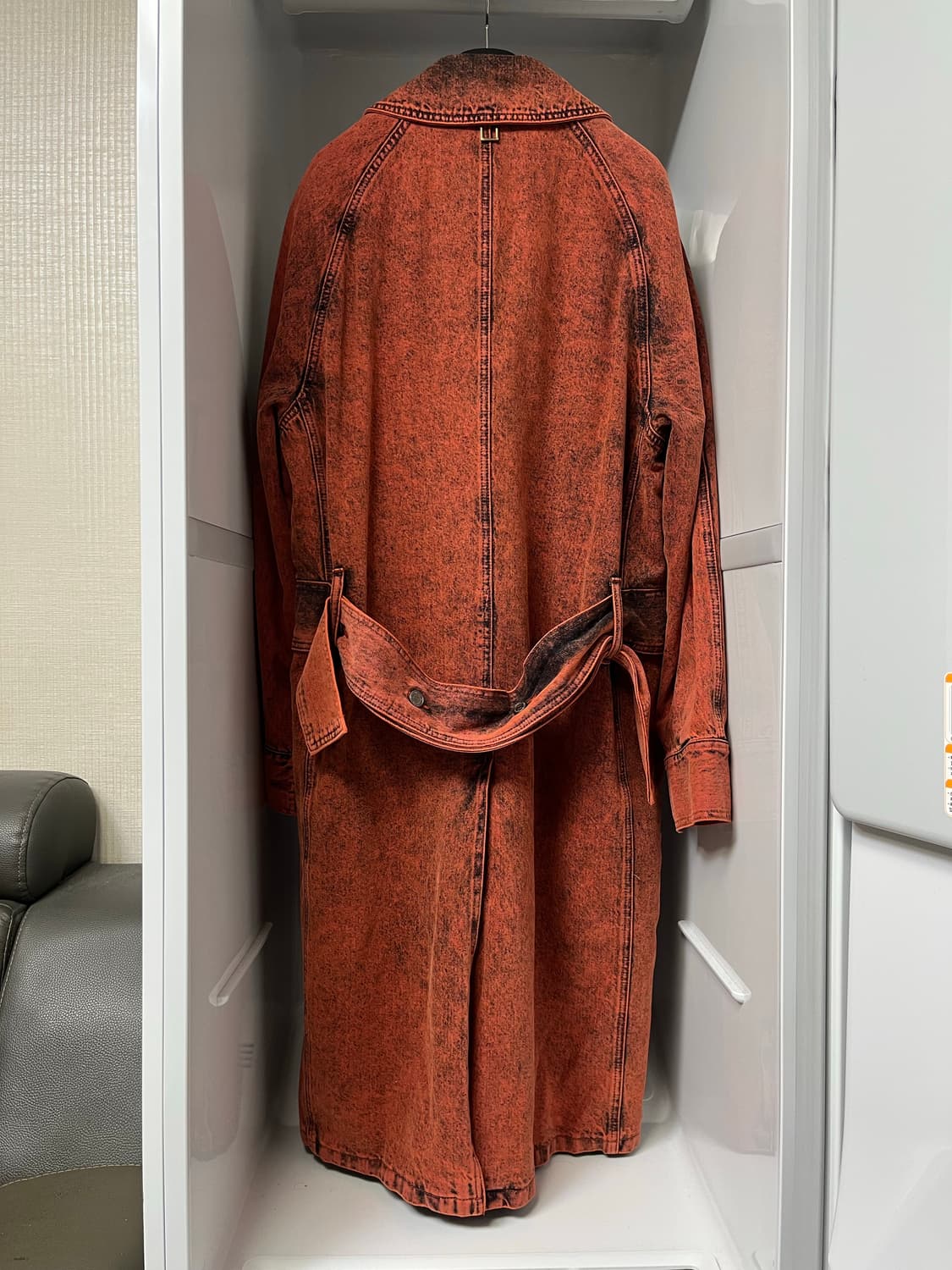 우영미 오렌지 워싱 데님 코트 50사이즈 상품이미지2