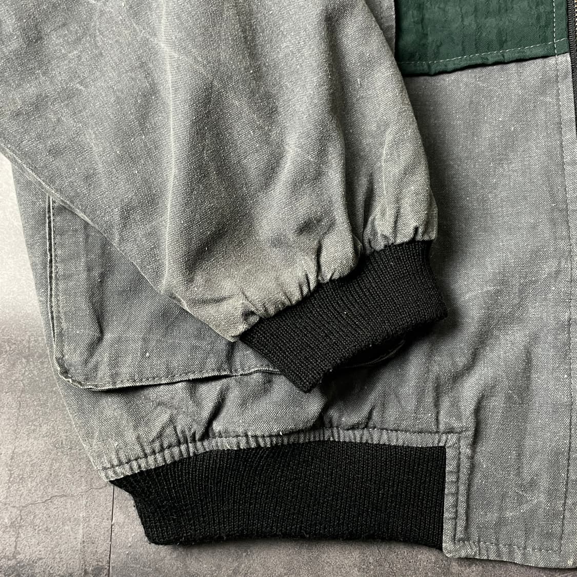 UNKNOWN 빈티지 그레이그린 브이넥 봄버 자켓 A00405 상품이미지4