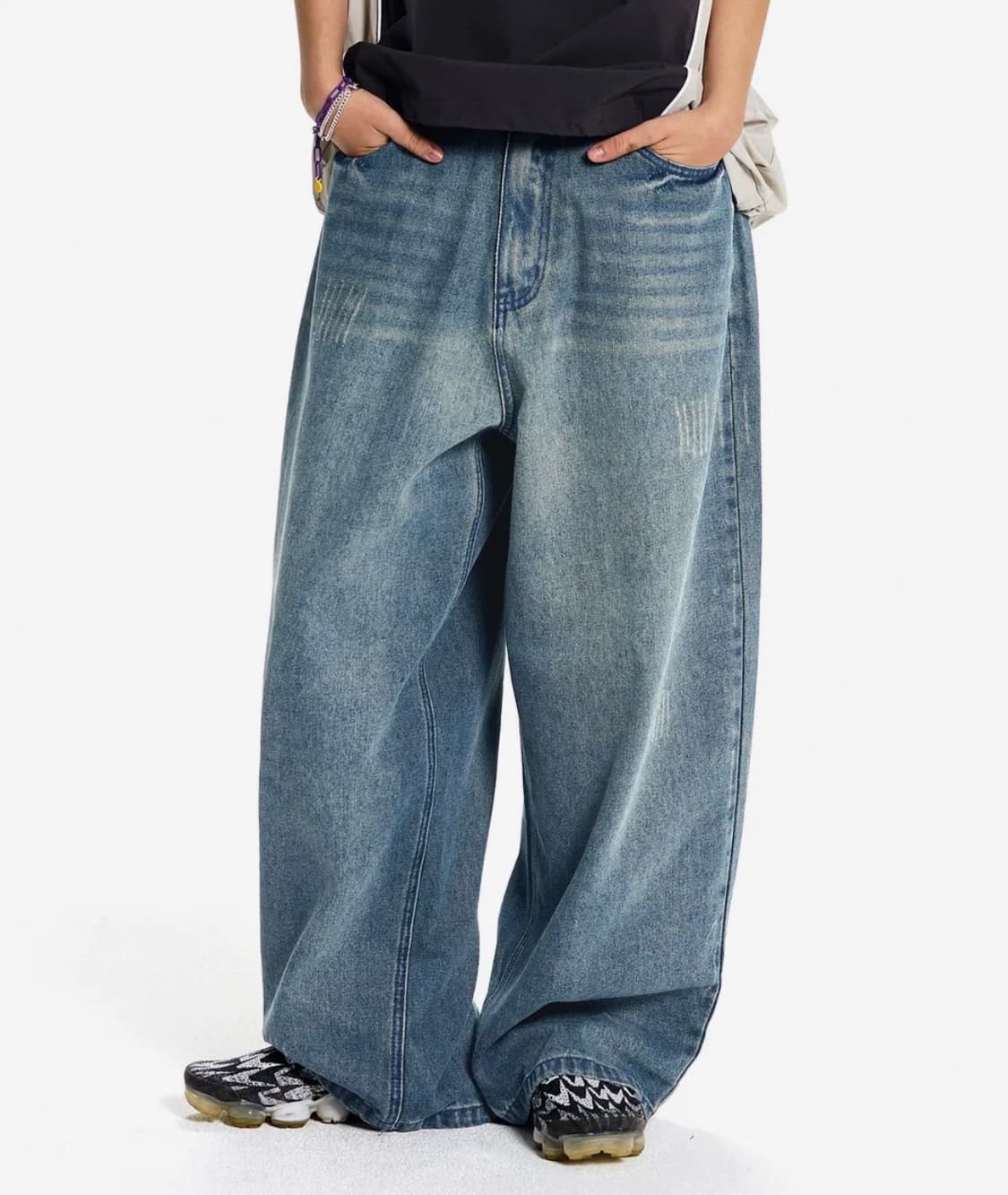 필루미네이트 데미지 워시드 데님 팬츠 블루 상품이미지1