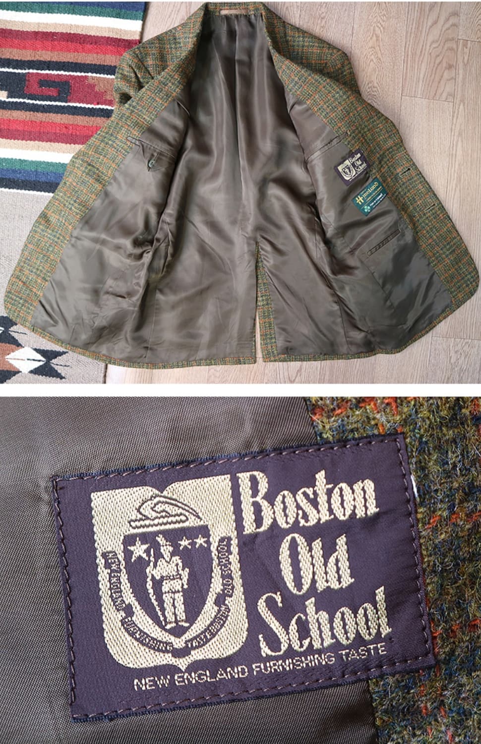 일본판 HIRELAND 아일랜드산 고급 트위드 빈티지 블레이저 자켓 상품이미지8