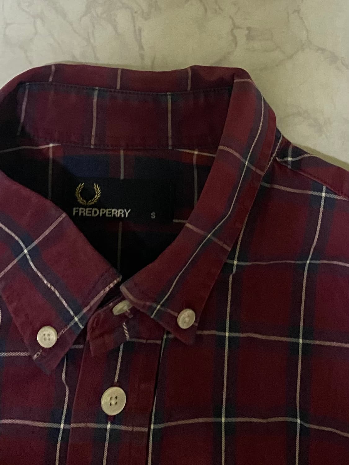 프레드페리 버건디 체크 셔츠 사이즈 95 상품이미지3