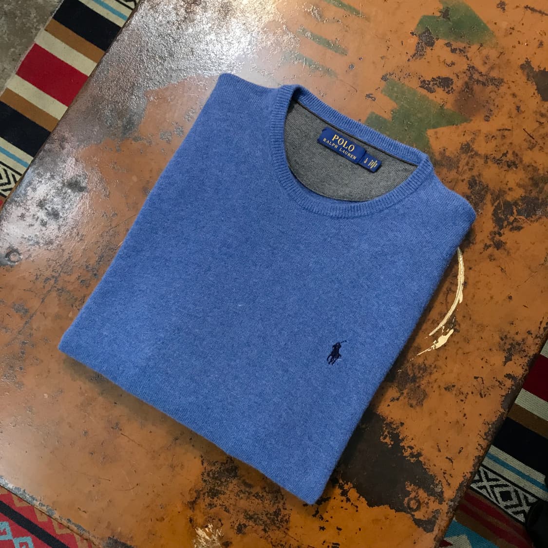 폴로랄프로렌 다크 블루 메리노 울 라운드넥 니트 남성 105 사이즈 상품이미지1