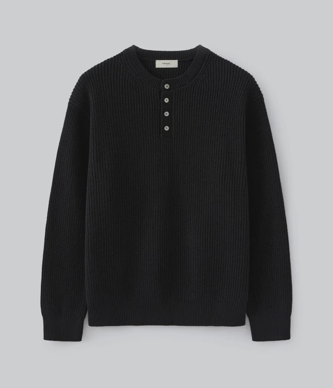 (2) 파브레가 헤비 코튼 헨리넥 니트 블랙 상품이미지1