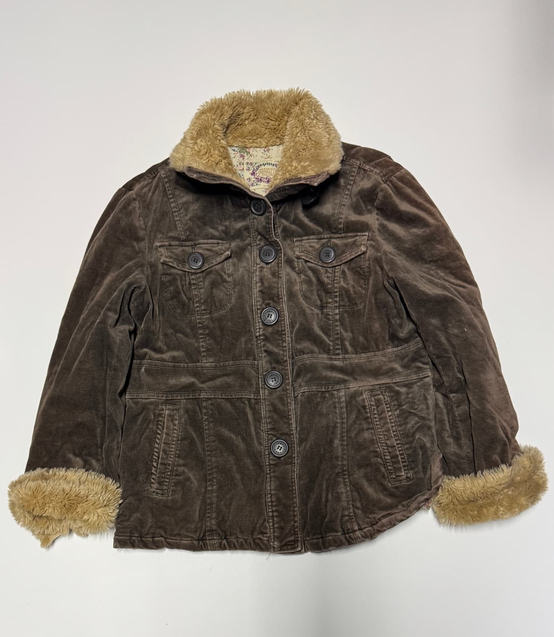 여성 OMPHALOS 코듀로이 빈티지 퍼 자켓 M~L 상품이미지1