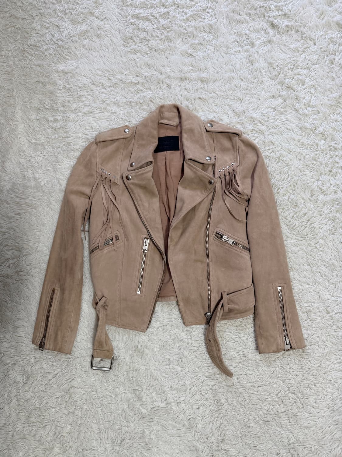 (AllSaints) 정품 여성 프릴 스웨이드 라이더 자켓 상품이미지2