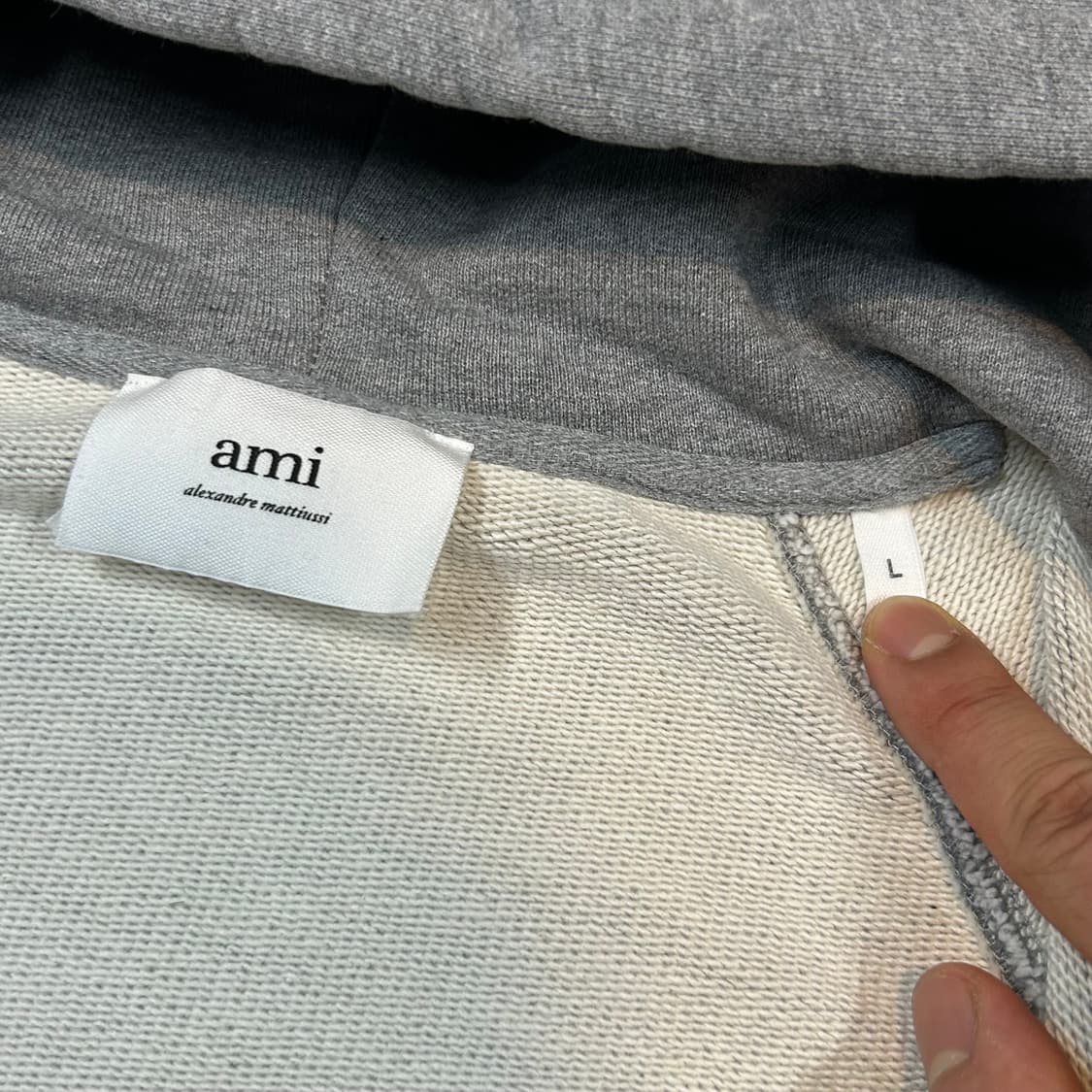 L) 아미 AMI 빅하트 자수 후드집업 그레이 상품이미지8