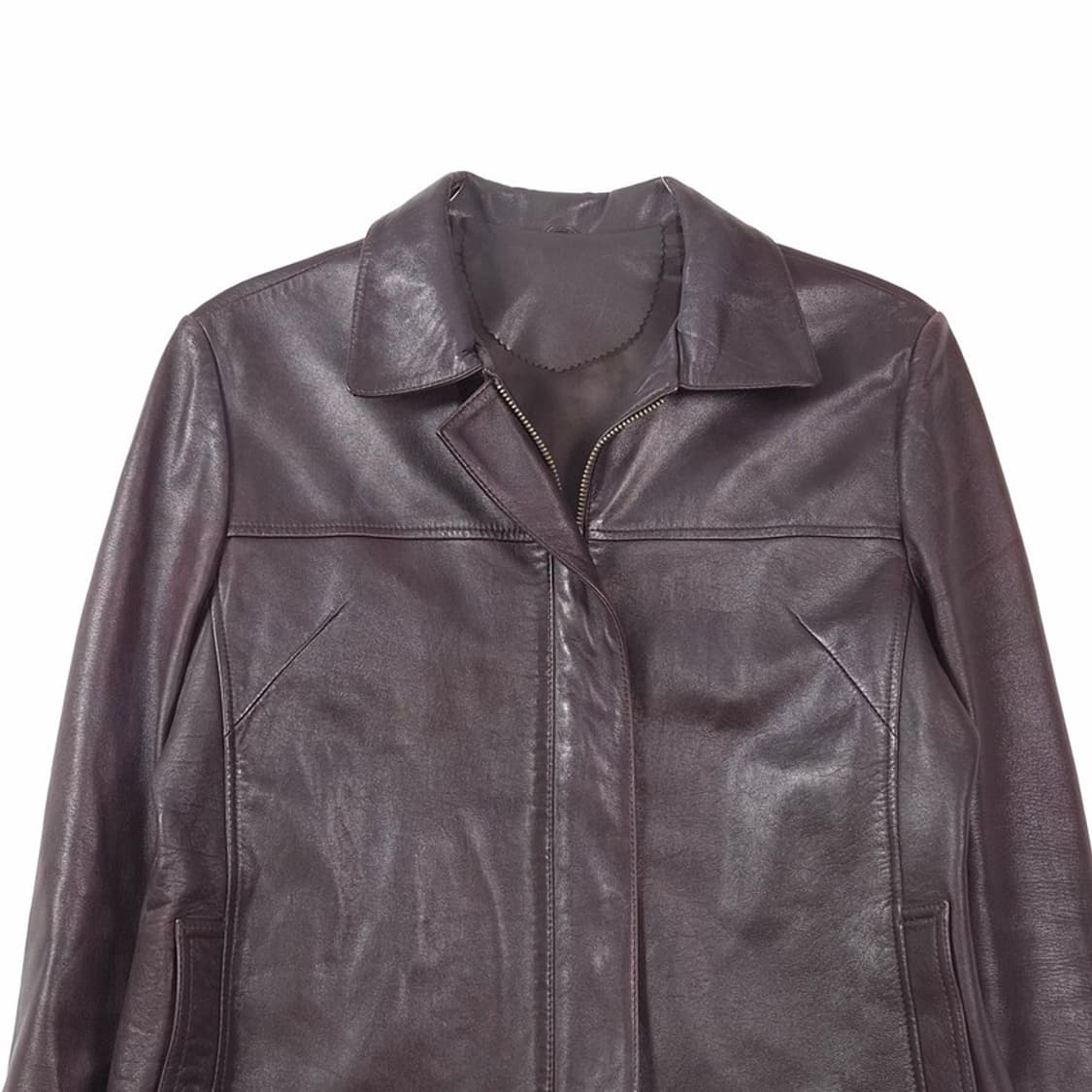 빈티지 딥 브라운 램스킨 레더 자켓 상품이미지3