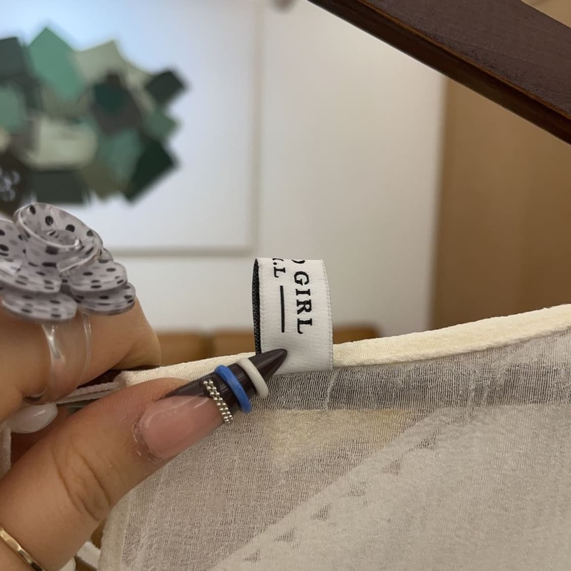 빈티지 여리 폭닥 모리걸 쉬폰 플레어 크림 원피스 L C07930 상품이미지6