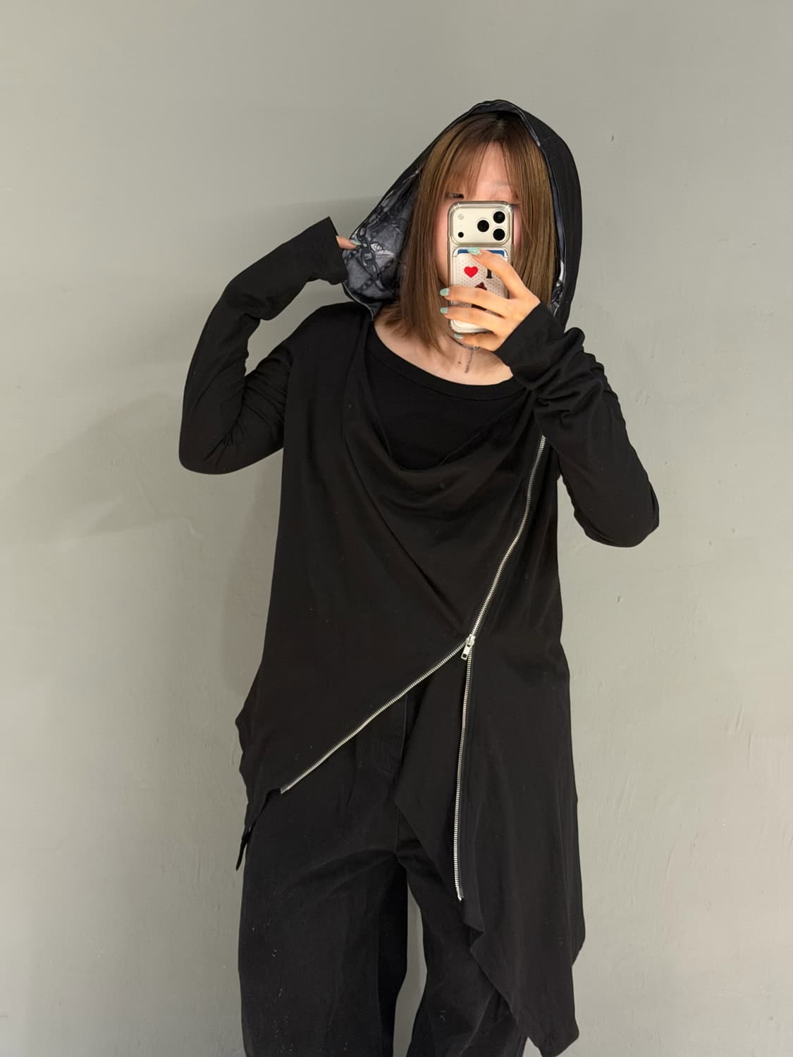 Archive side zipper drape hood zip-up  상품이미지2