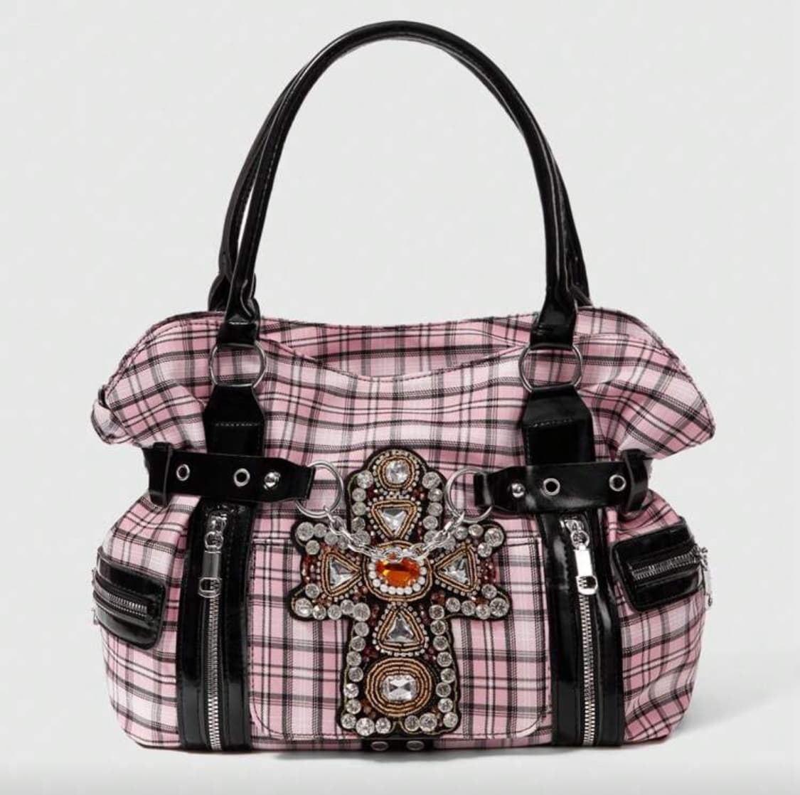 Y2k 갸루 펑크 핑크 체크 백 가방 상품이미지4