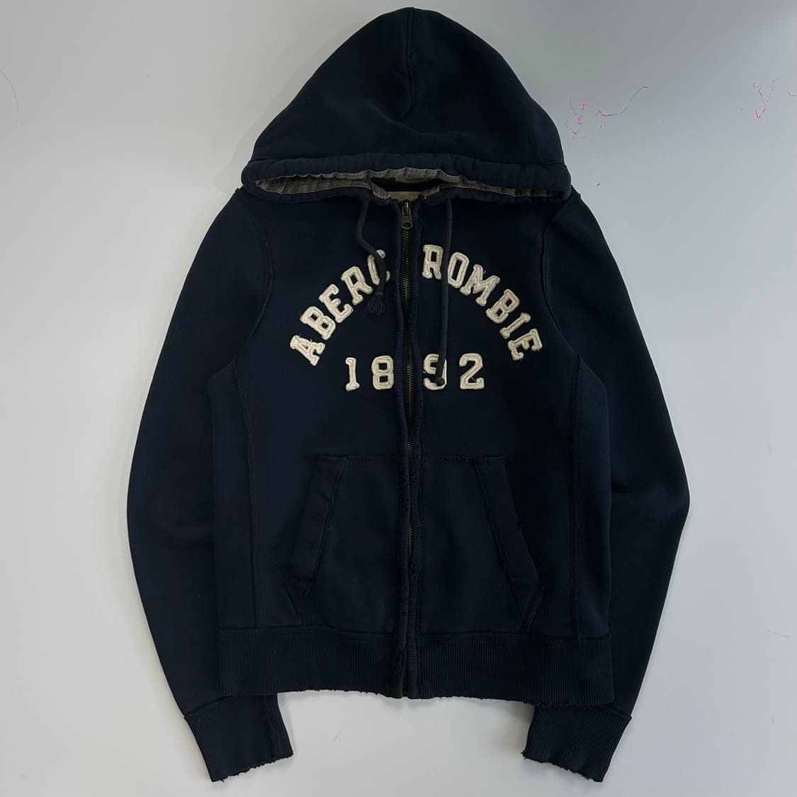 Abercrombie 아베크롬비 스펠아웃 로고 네이비 후드집업 상품이미지3