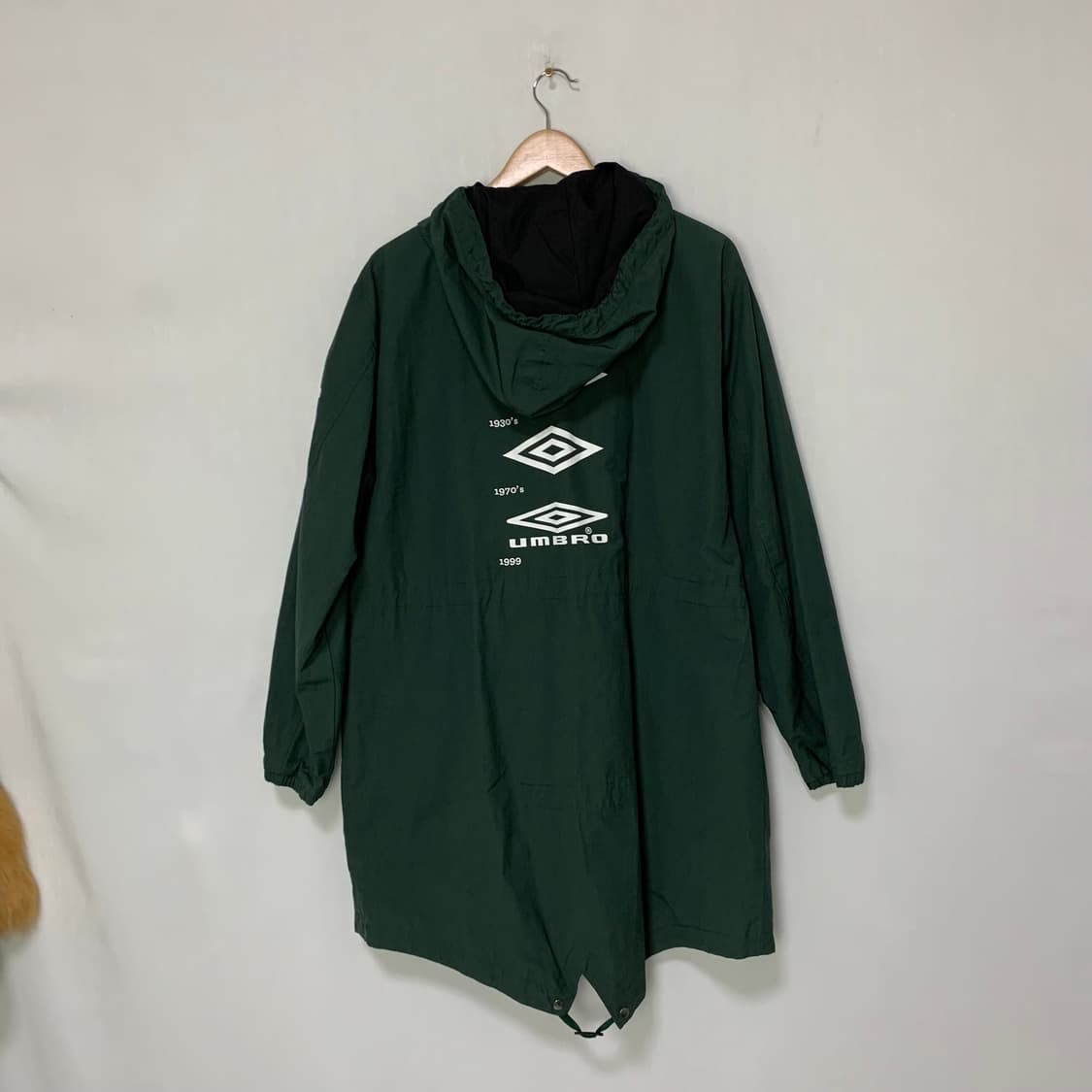 엄브로 후드 롱 코트 바람막이 자켓 다크 그린 빈티지 상품이미지3