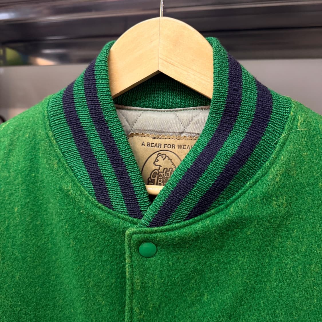 80S 골든베어 멜튼 울 레더 바시티 자켓  스타디움 자켓 L XL 상품이미지4