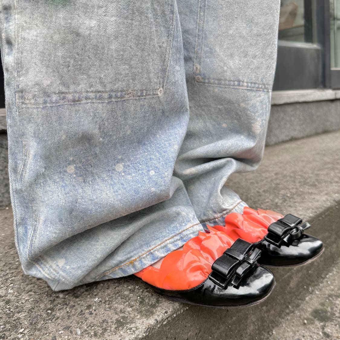 00s 미우미우 페이턴트 레더 더블 리본 발레 플랫 상품이미지7