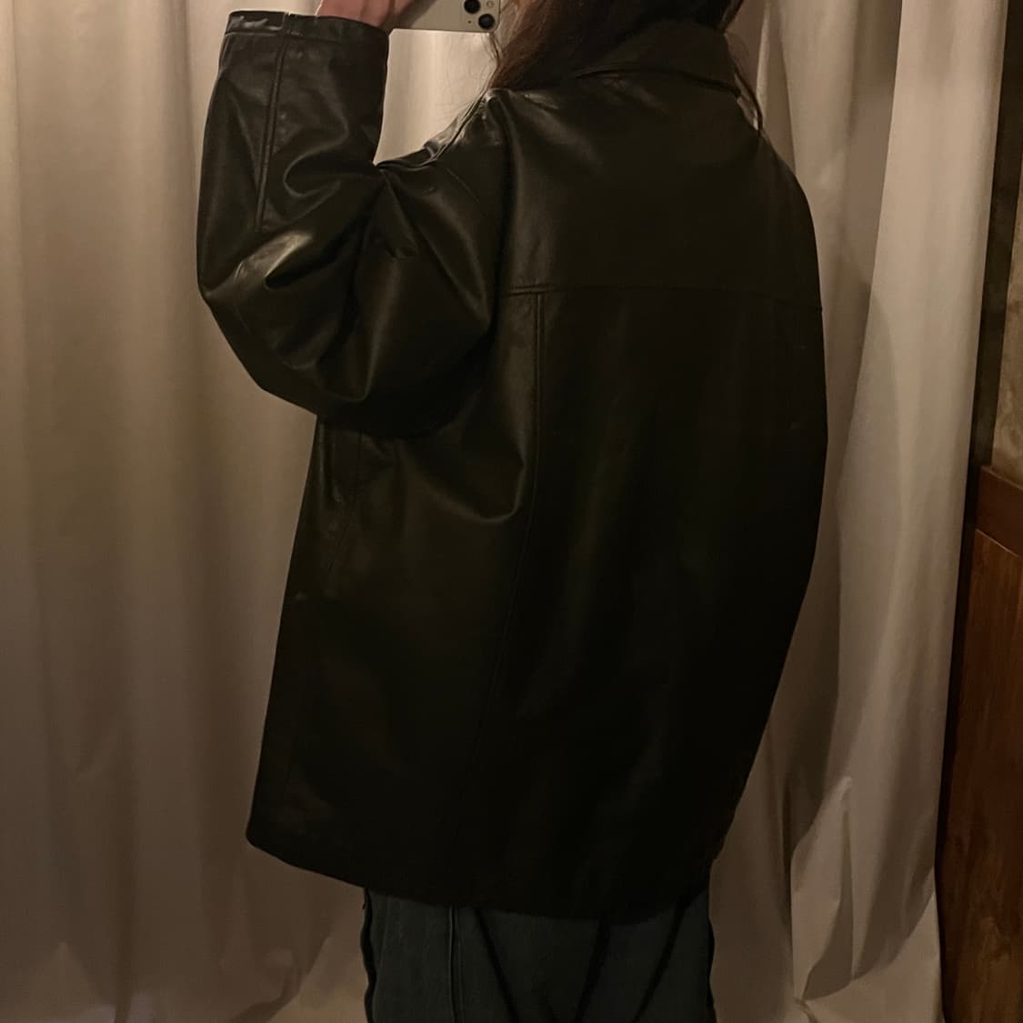 빈티지 가죽 자켓 카키그레이 상품이미지3