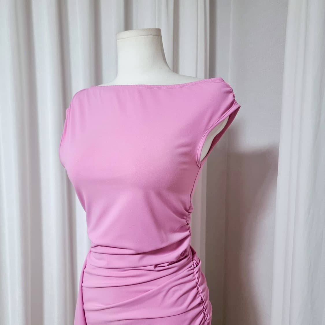 SHEIN 쉬인 셔링 스판 원피스 (44~55/표기S) 택달린 새상품 상품이미지6