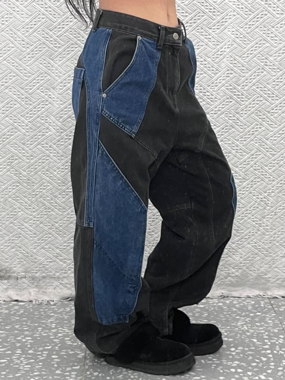 꼼파뇨 빈티지 스트릿 힙합 절개 패치워크 데님팬츠 S C09679 상품이미지1