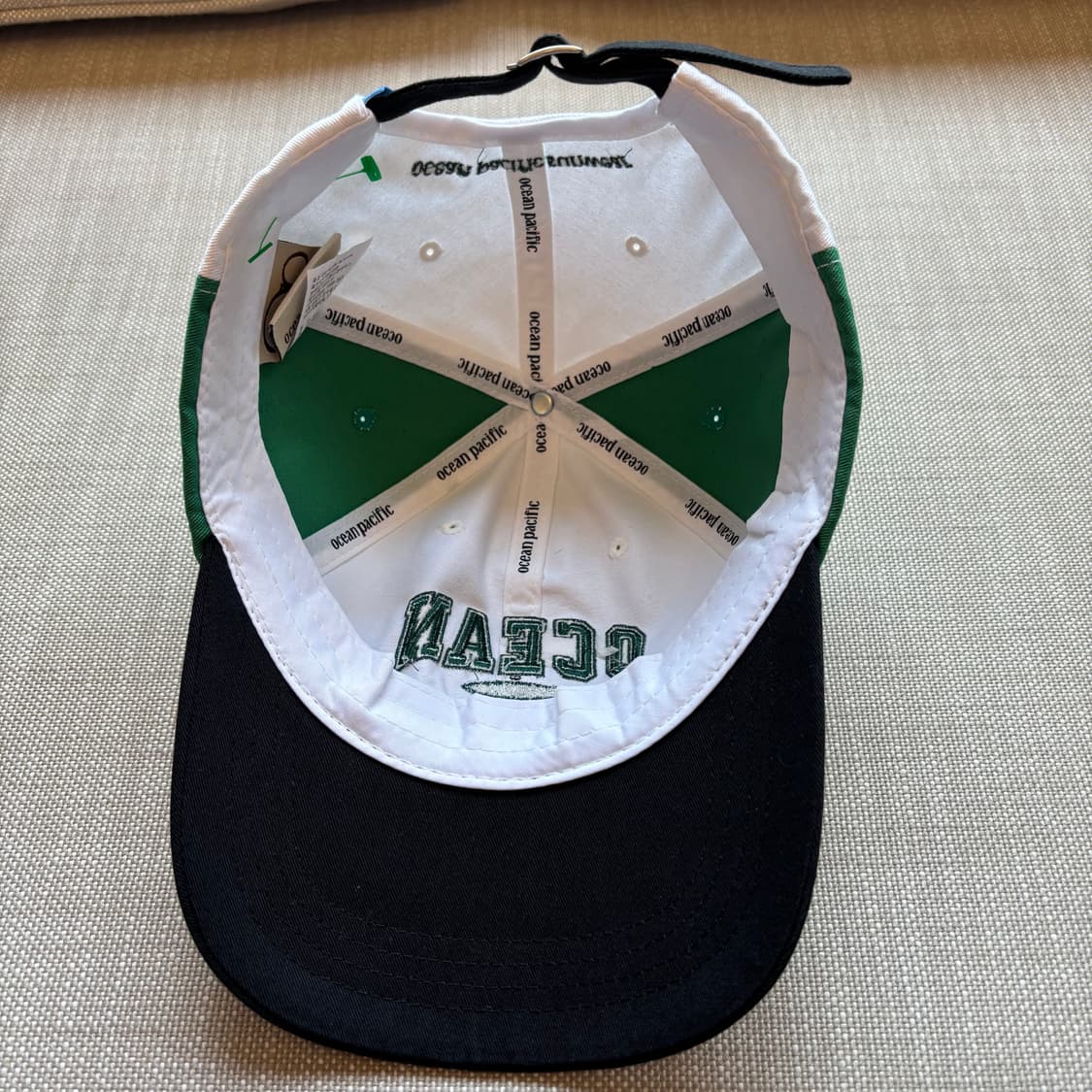 [OP] 오션퍼시픽 빈티지 로고 배색 볼캡 화이트/그린 남여공용 상품이미지7