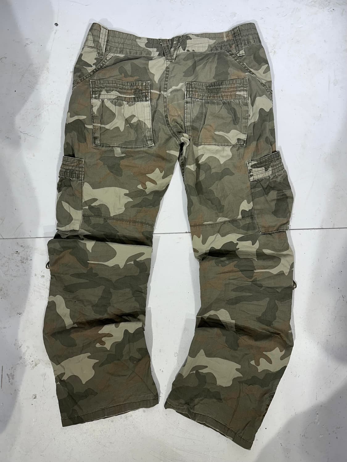 일본 빈티지 카키 카모 와이드 카고 팬츠 M 상품이미지5