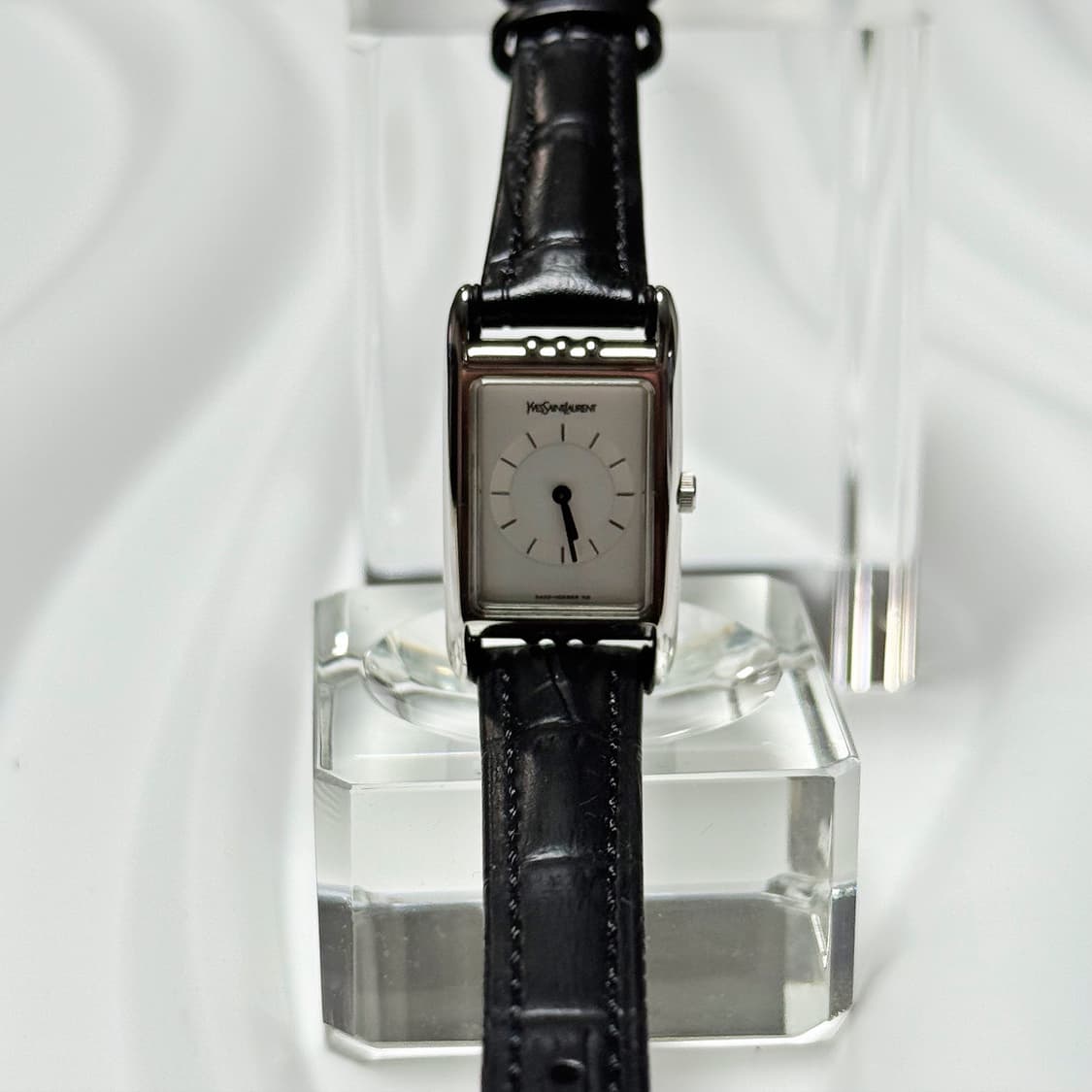 80's90's 빈티지 YSL 이브생로랑 미니멀 스퀘어 탱크 실버 워치 상품이미지3