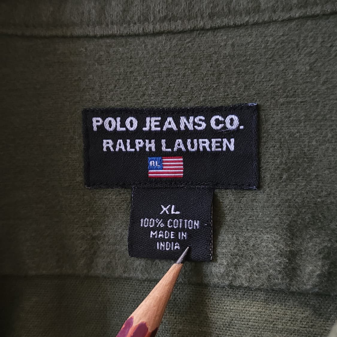 90s 폴로 밀리터리 셔츠 헤비 코튼 플란넬 셔츠 엘크자수 xl 상품이미지4