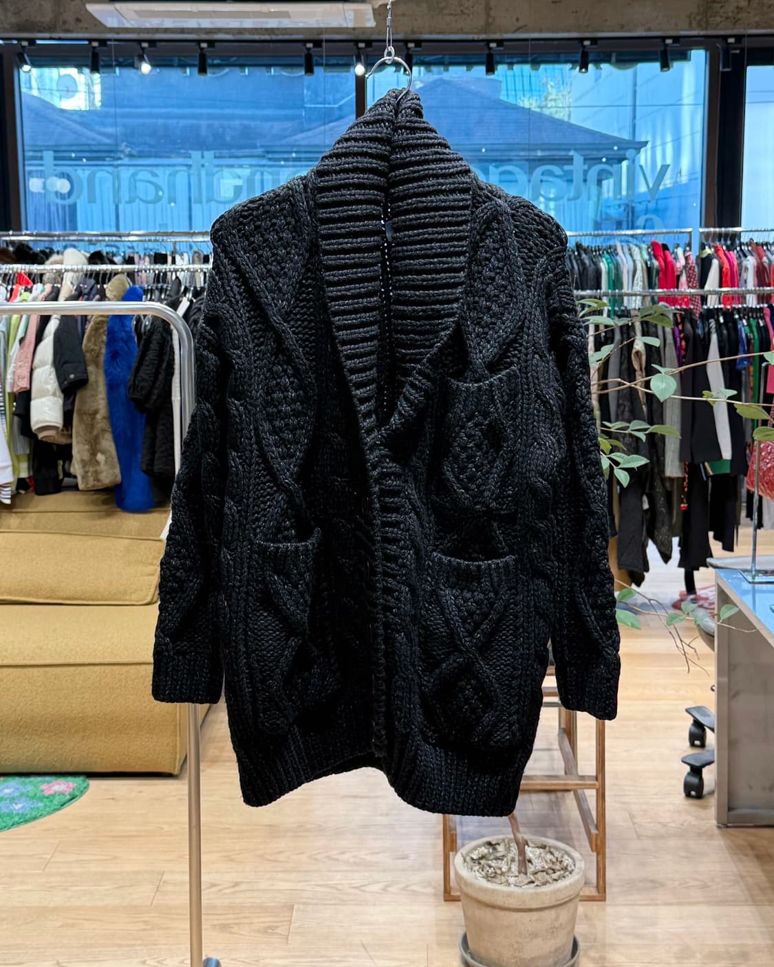 mm6 블랙 울 숄카라 가디건  상품이미지1