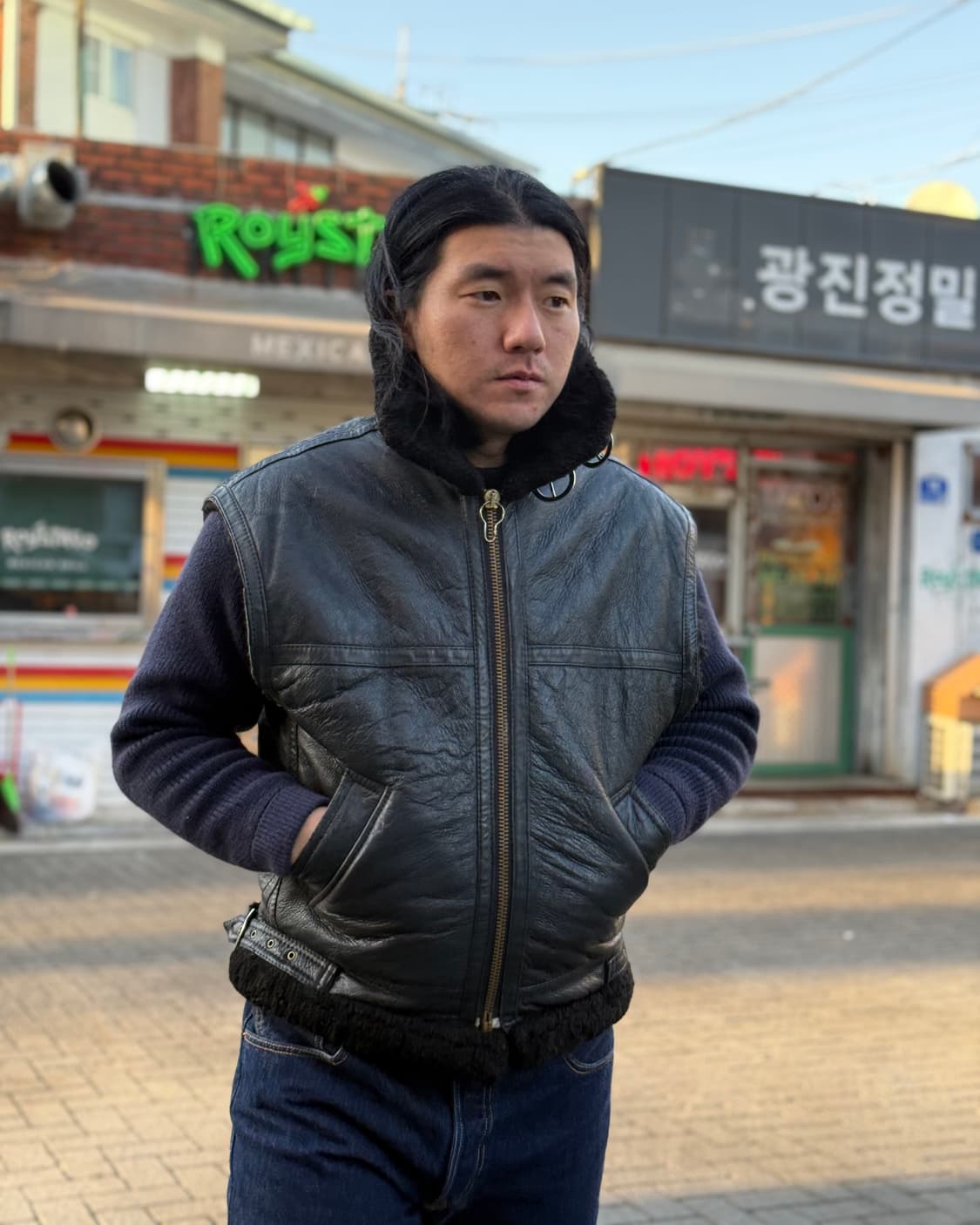 70-80‘s 유럽 빈티지 양가죽 타입 B-3 플라이트 베스트 40 상품이미지8