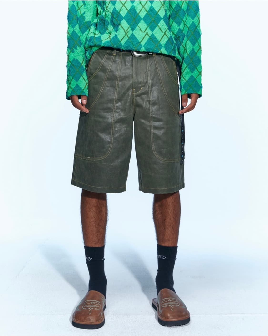 앤더슨벨 웨이브 포 레더 쇼츠 apa640m(KHAKI) 44사이즈 상품이미지4