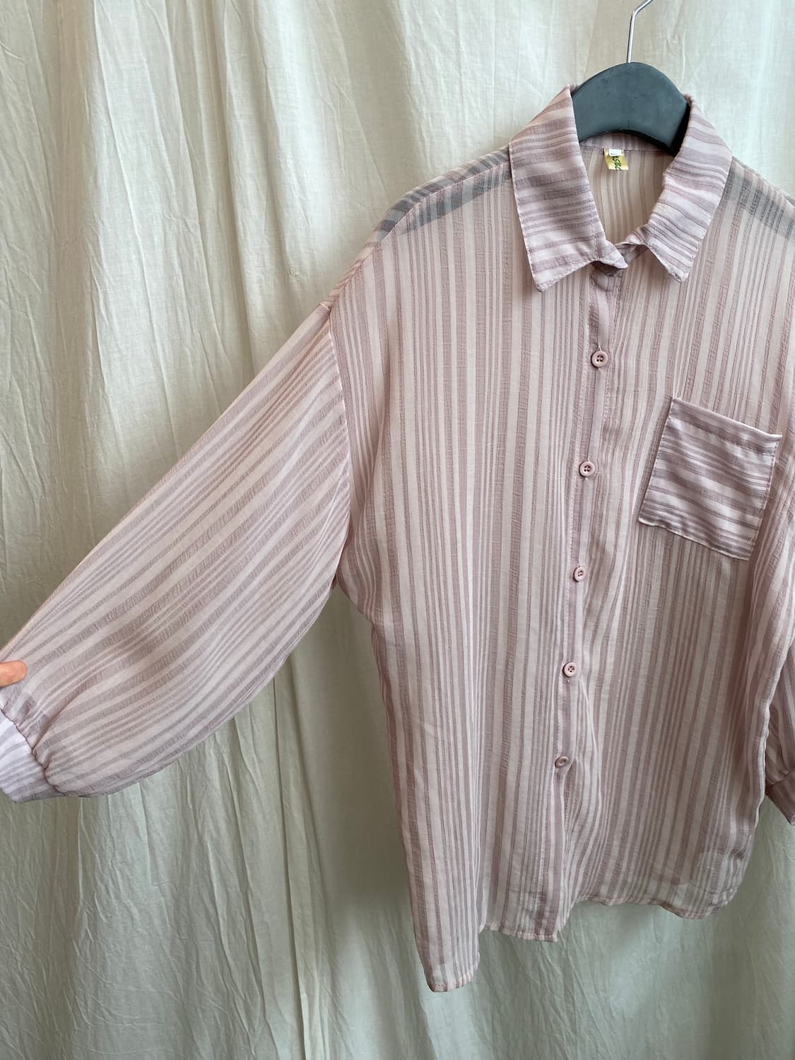 퍼플핑크 시스루 블라우스(XL) 상품이미지5