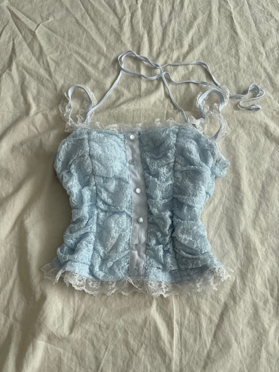 스카이블루 페어리 러블리 레이스 셔링 슬리브리스 상품이미지1