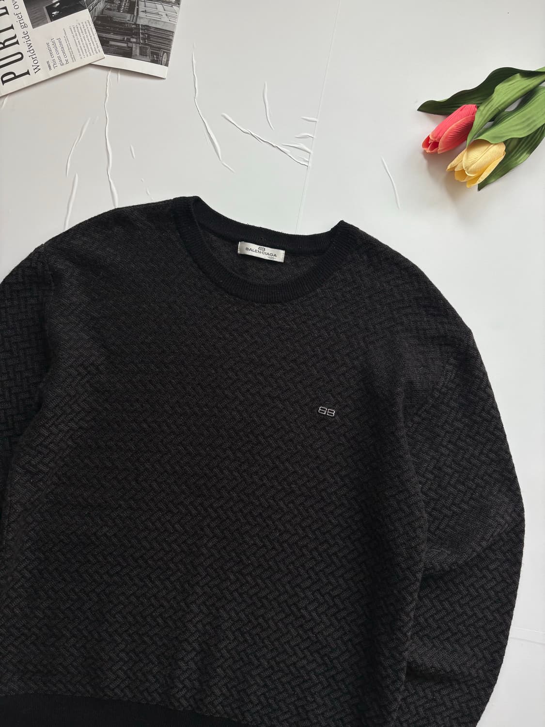 발렌시아가 빈티지 블랙 패턴 니트 상품이미지3